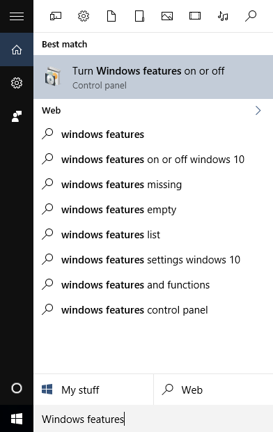 Turn Windows Features ON/OFF